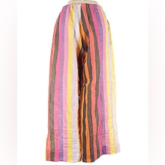 ALEMBIKA colorful striped linen cropped wide leg pants - Picture 2 of 7